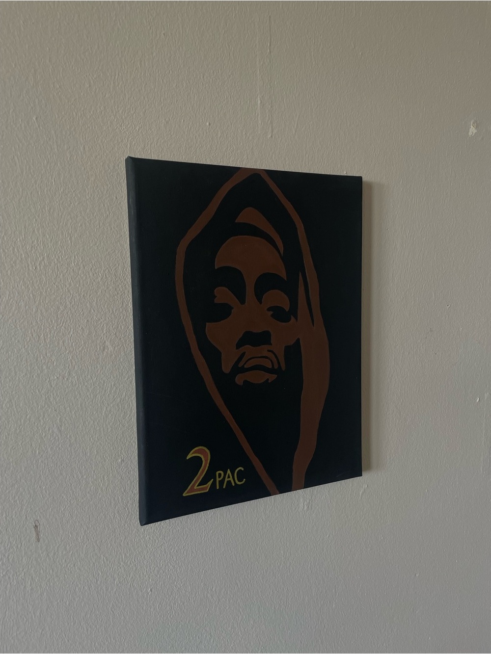 Black and Brown 2Pac Portrait Canvas Wall Art - Hand Painted